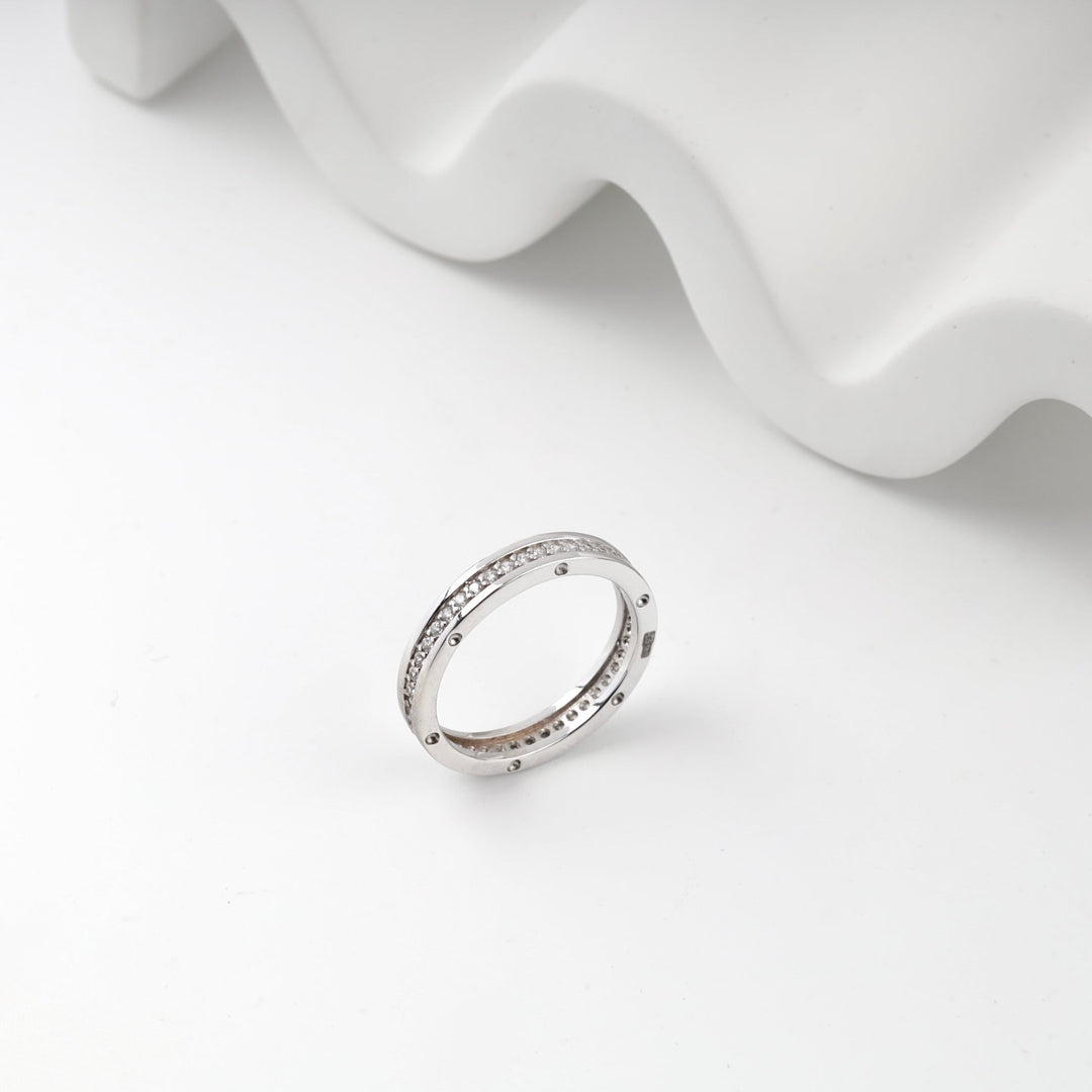 White Gold 14K (585) Cubic Zirconia Channel Ring | Ukrainian Jewelry