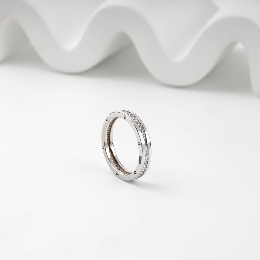 White Gold 14K (585) Cubic Zirconia Channel Ring | Ukrainian Jewelry