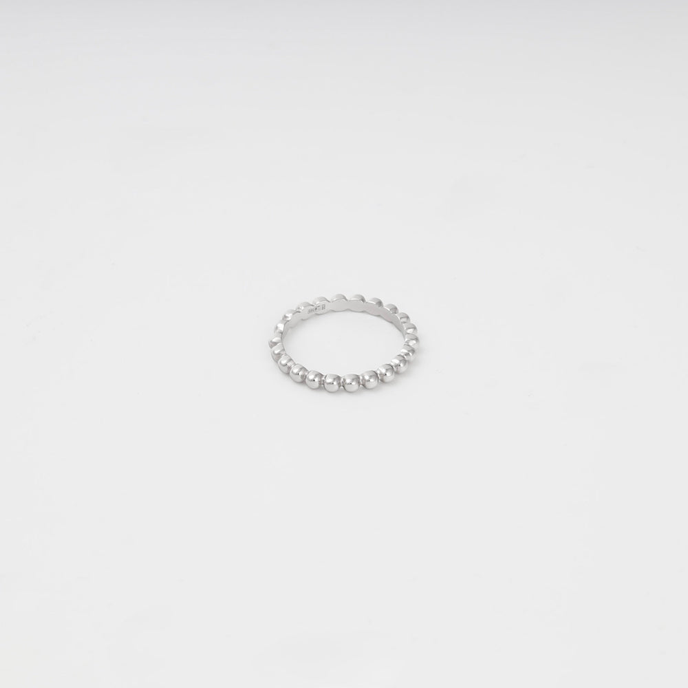 White Gold 14K (585) Polished Beaded Ring | Ukrainian Jewelry
