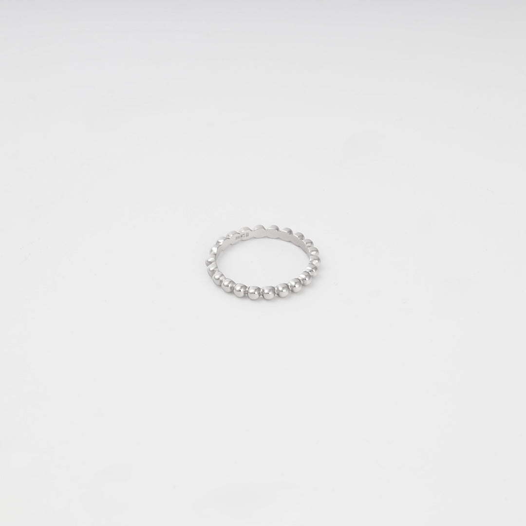 White Gold 14K (585) Polished Beaded Ring | Ukrainian Jewelry