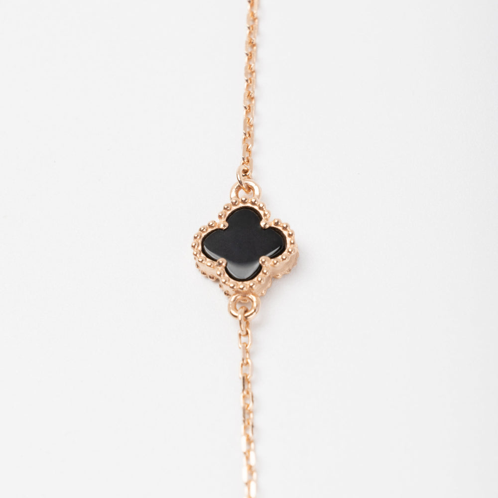 Black Clover Charm Bracelet 14K (585) Rose Gold | Ukrainian Jewelry