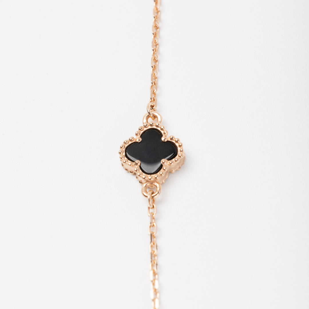 Black Clover Charm Bracelet 14K (585) Rose Gold | Ukrainian Jewelry