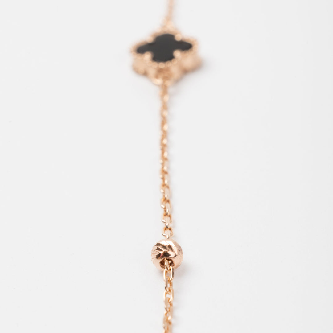 Black Clover Charm Bracelet 14K (585) Rose Gold | Ukrainian Jewelry