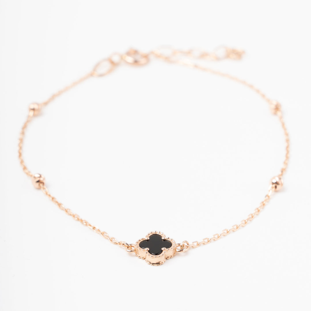 Black Clover Charm Bracelet 14K (585) Rose Gold | Ukrainian Jewelry