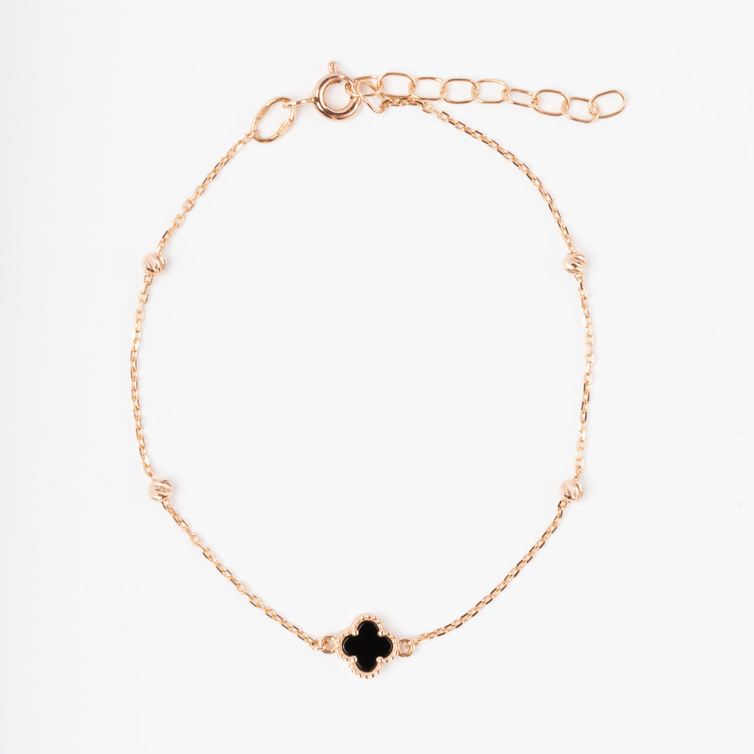 Black Clover Charm Bracelet 14K (585) Rose Gold | Ukrainian Jewelry