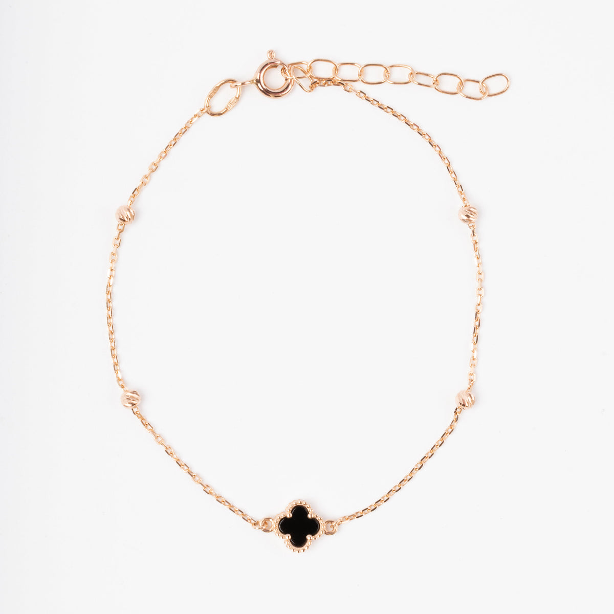 Black Clover Charm Bracelet 14K (585) Rose Gold | Ukrainian Jewelry