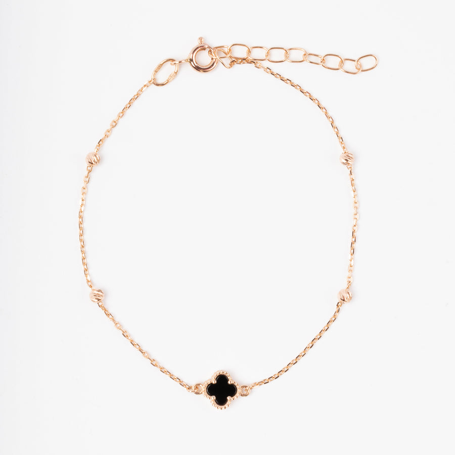 Black Clover Charm Bracelet 14K (585) Rose Gold | Ukrainian Jewelry