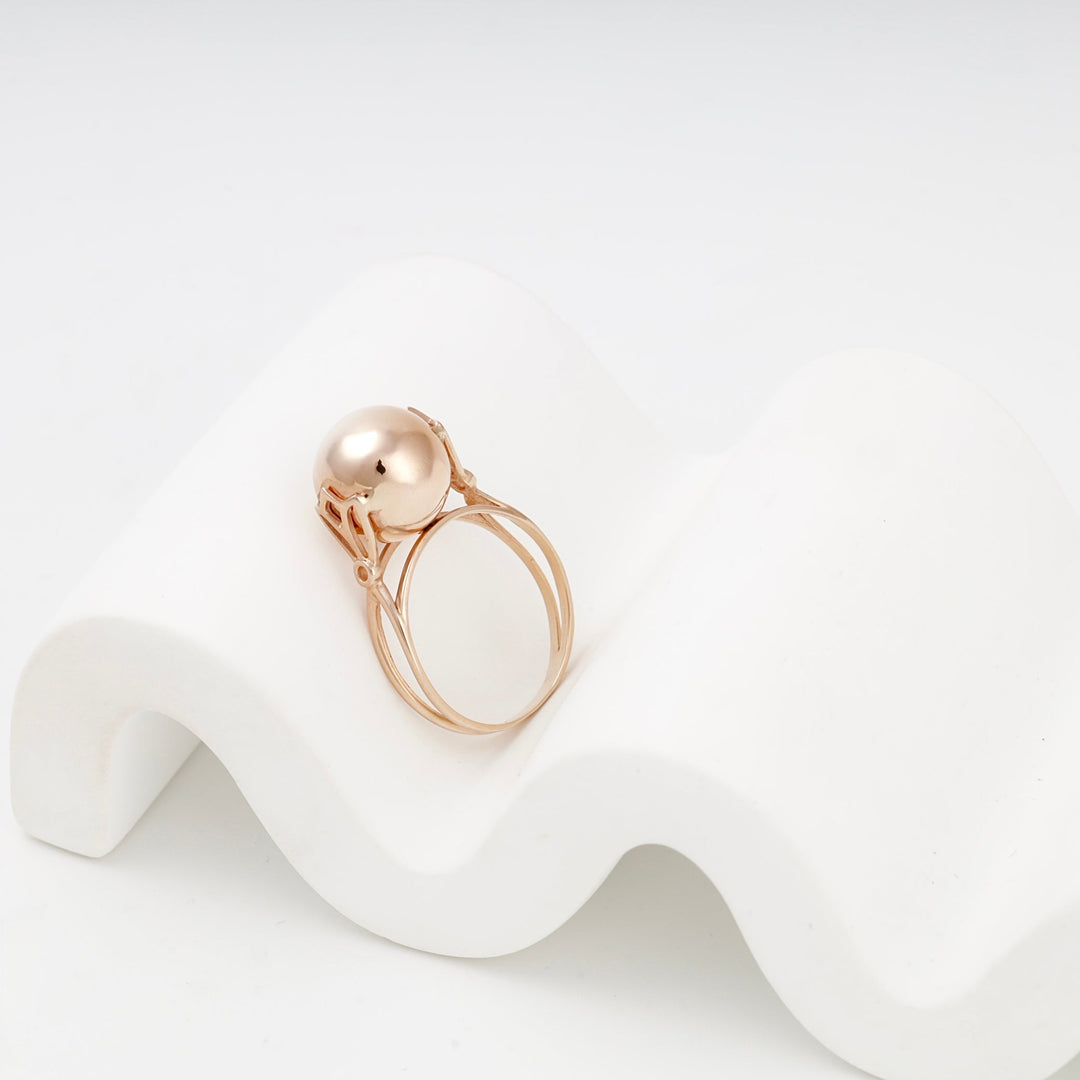 Rose Gold 14K (585) Polished Sphere Ring | Ukrainian Jewelry
