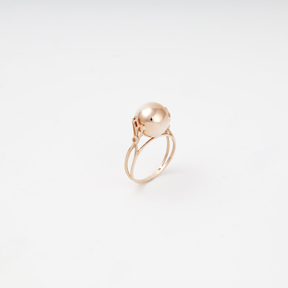 Rose Gold 14K (585) Polished Sphere Ring | Ukrainian Jewelry