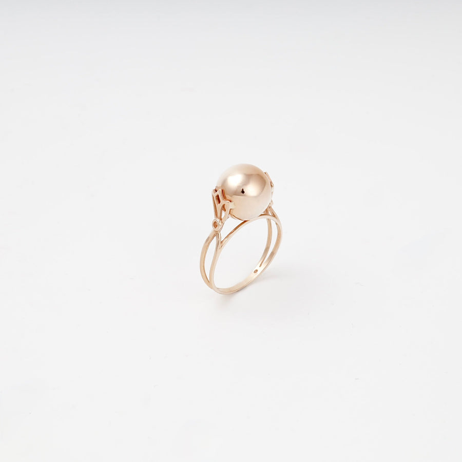 Rose Gold 14K (585) Polished Sphere Ring | Ukrainian Jewelry