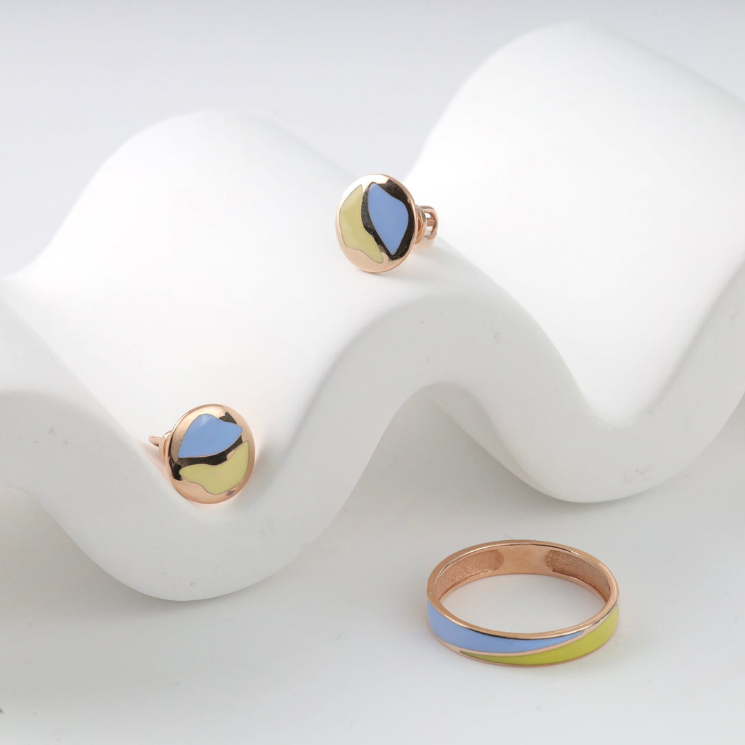 Ukrainian Heritage Enamel Ring 14K (585) Rose Gold | Ukrainian Jewelry