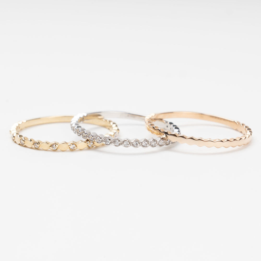 Triple Stackable Ring Set 14K (585) Multi-Tone Gold with Zirconia | Ukrainian Jewelry