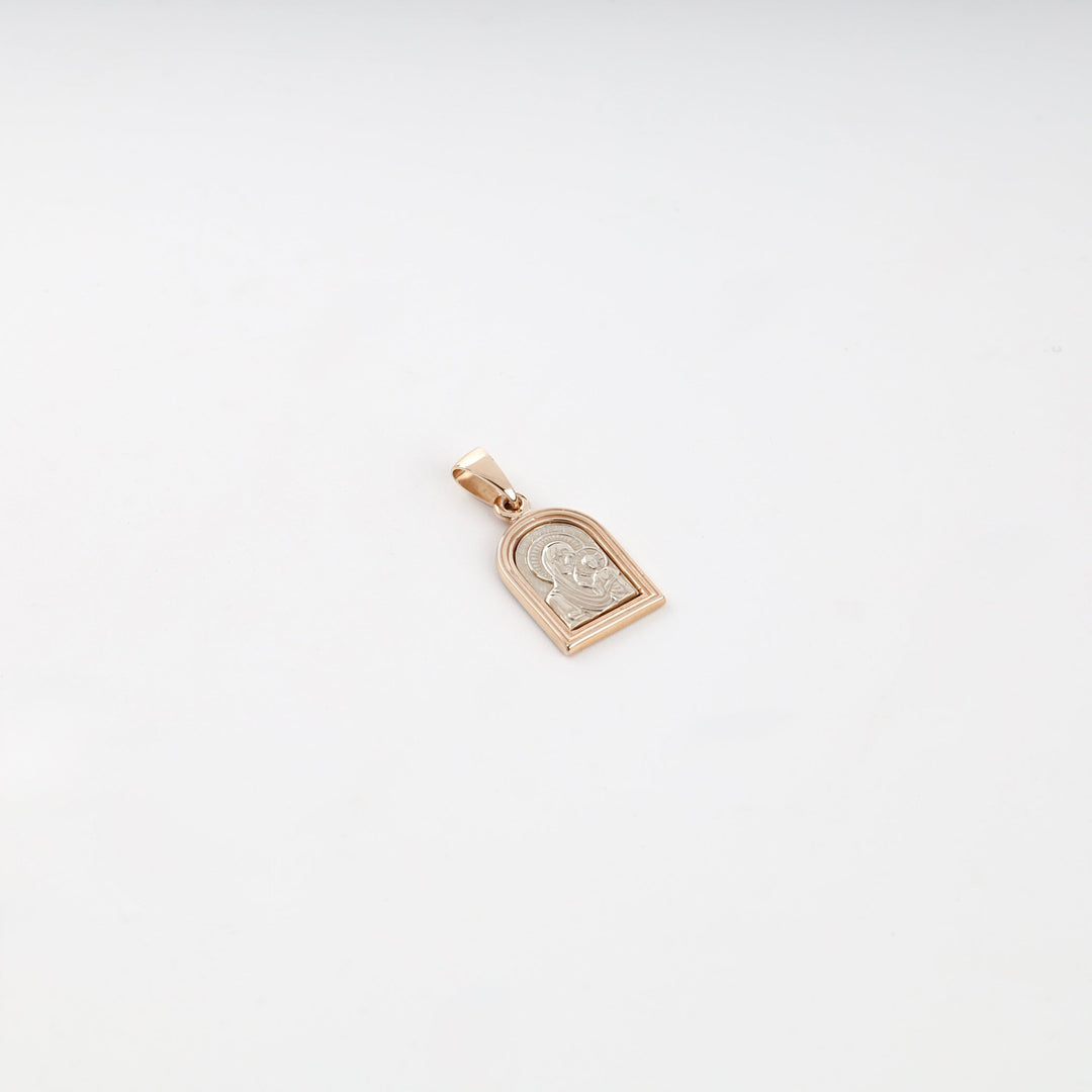 Two-Tone Gold 14K (585) Virgin Mary and Child Icon Pendant | Ukrainian Jewelry
