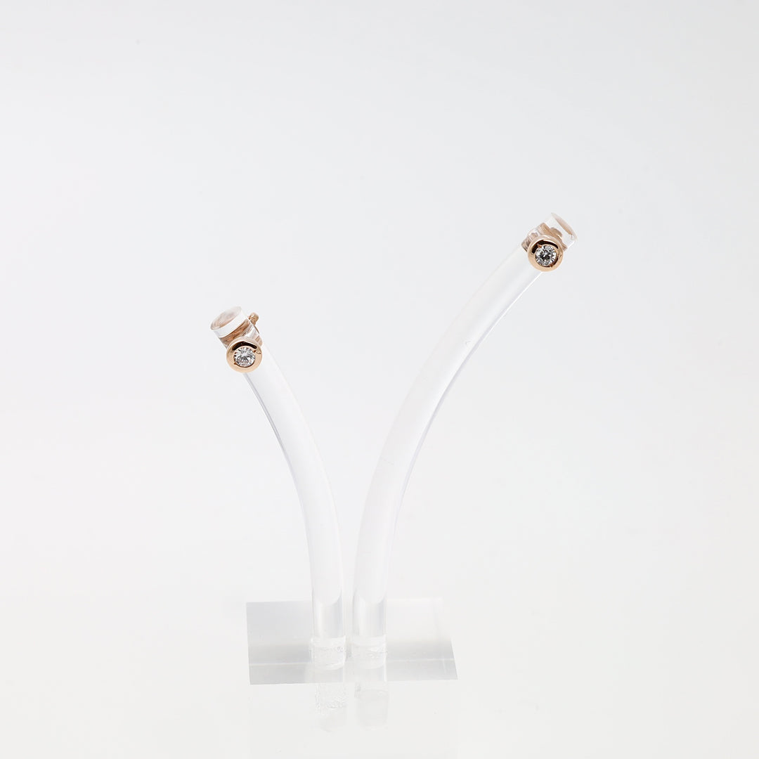 Сережки-вкрутки з кристалами кубічного цирконію з рожевого золота 585 проби (14К)  | Українські ювелірні вироби