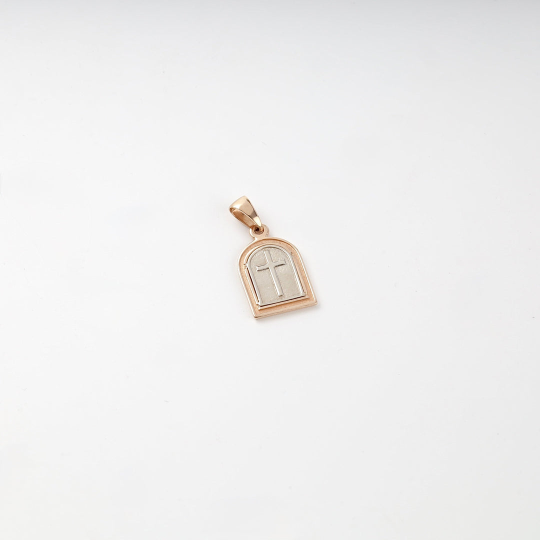 Two-Tone Gold 14K (585) Virgin Mary and Child Icon Pendant | Ukrainian Jewelry