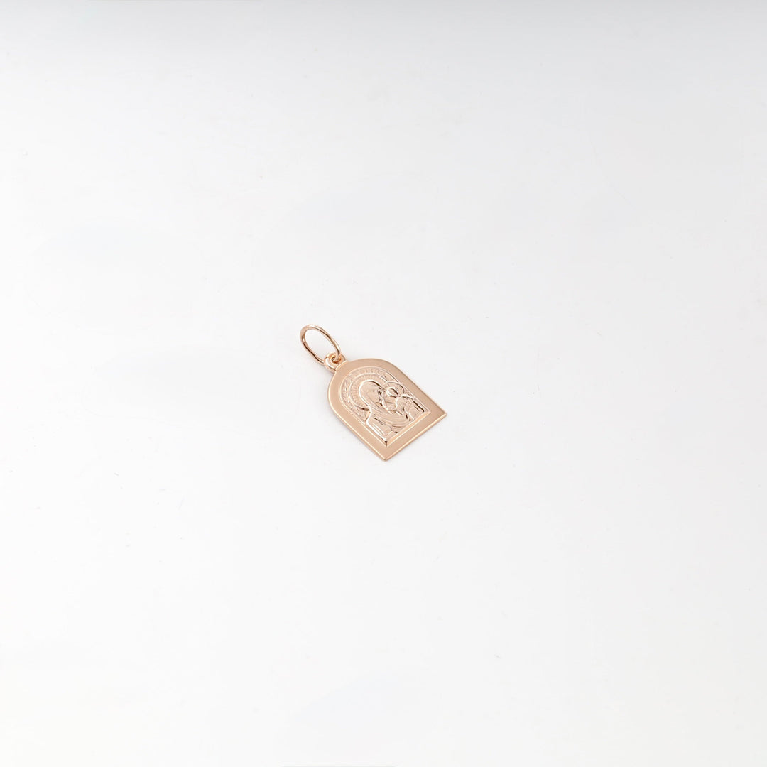 Rose Gold 14K (585) Virgin Mary and Child Icon Pendant | Ukrainian Jewelry