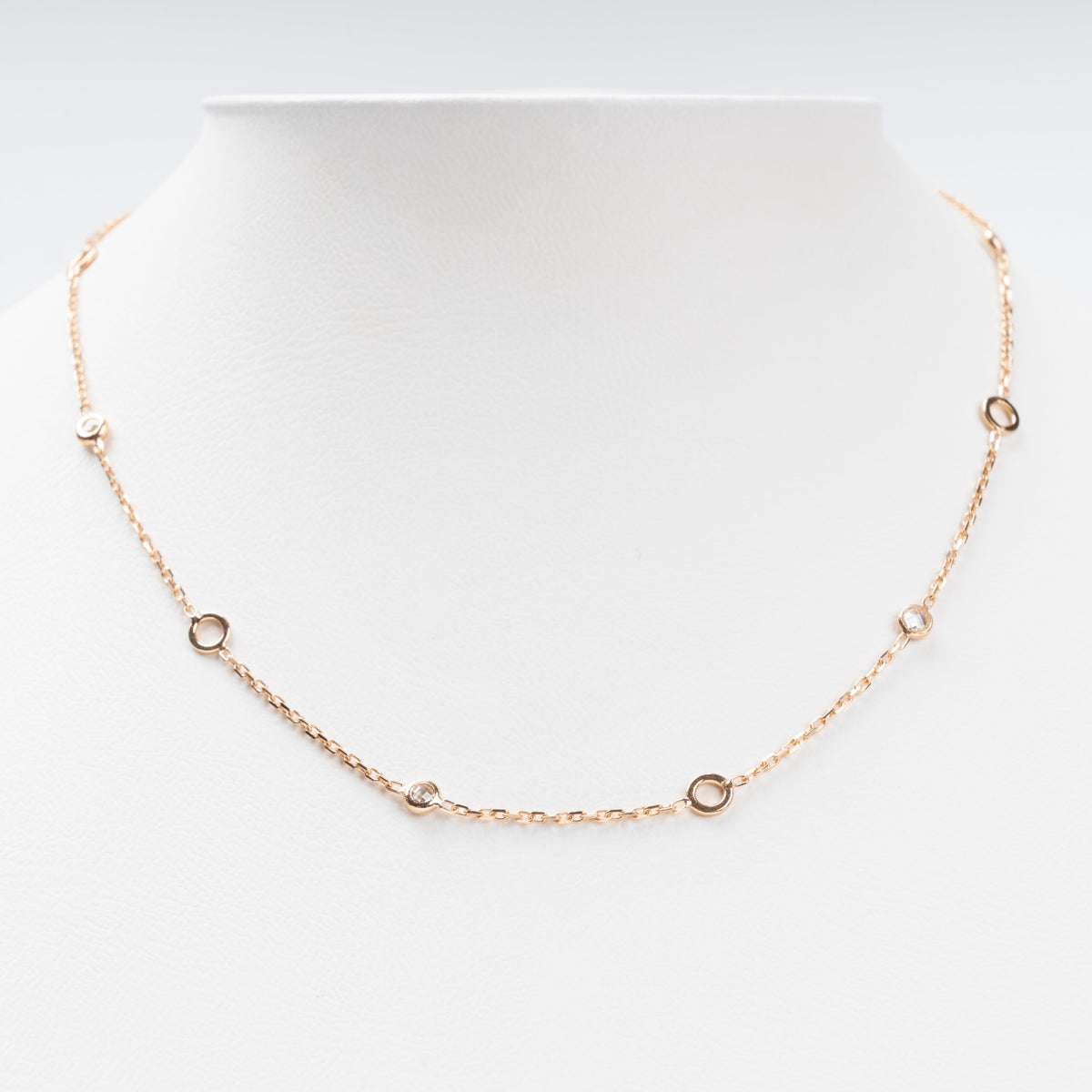 Minimalist Station Necklace 14K (585) Rose Gold with Zirconia | Ukrainian Jewelry