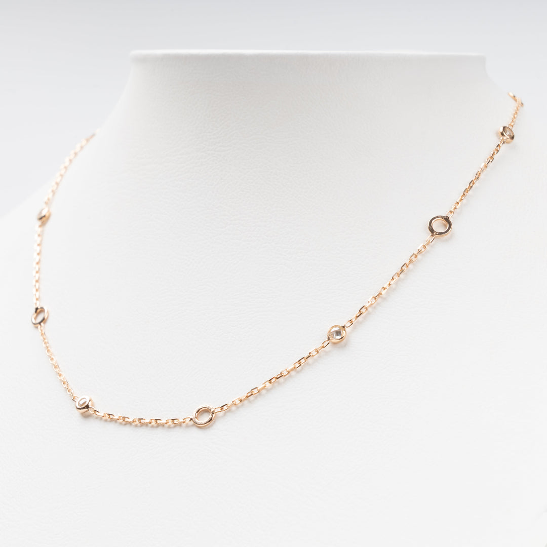 Minimalist Station Necklace 14K (585) Rose Gold with Zirconia | Ukrainian Jewelry