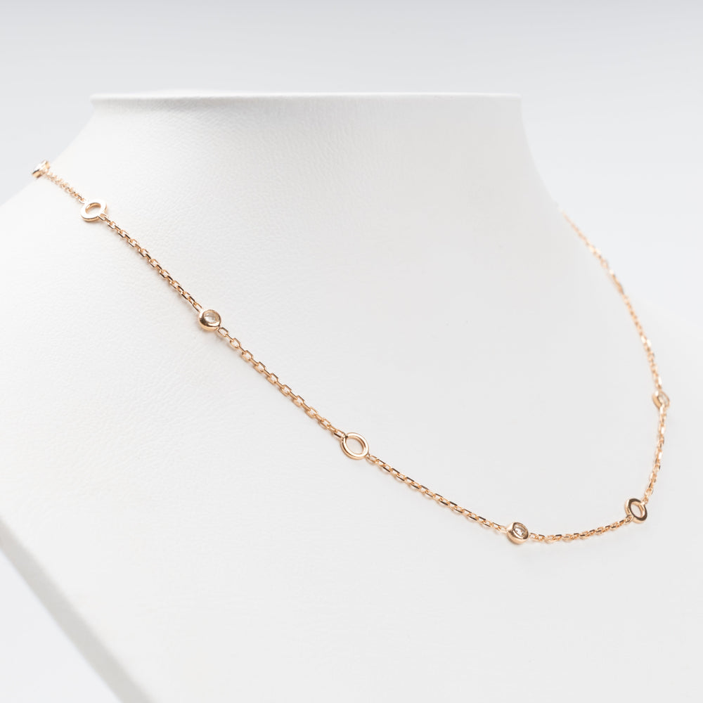 Minimalist Station Necklace 14K (585) Rose Gold with Zirconia | Ukrainian Jewelry