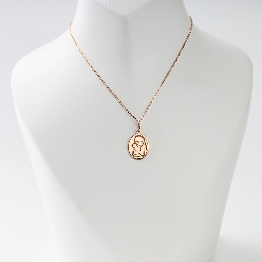 Mother and Child Pendant Necklace in 14K Rose Gold — Ukrainian Jewelry