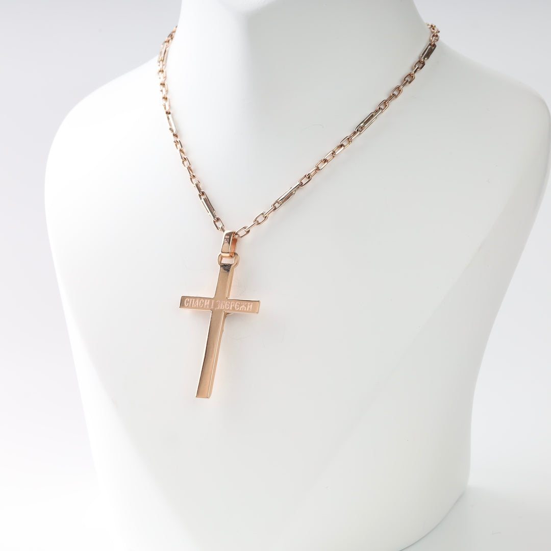 Crucifix Cross Pendant in 14K Rose Gold — close-up of Christ figure
