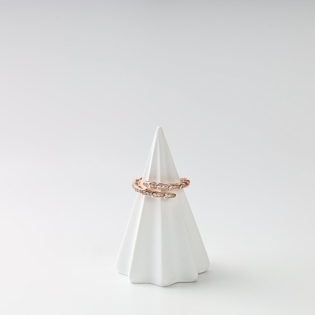 Serpenti Wrap Ring with CZ in 14K Rose Gold — Ukrainian Jewelry