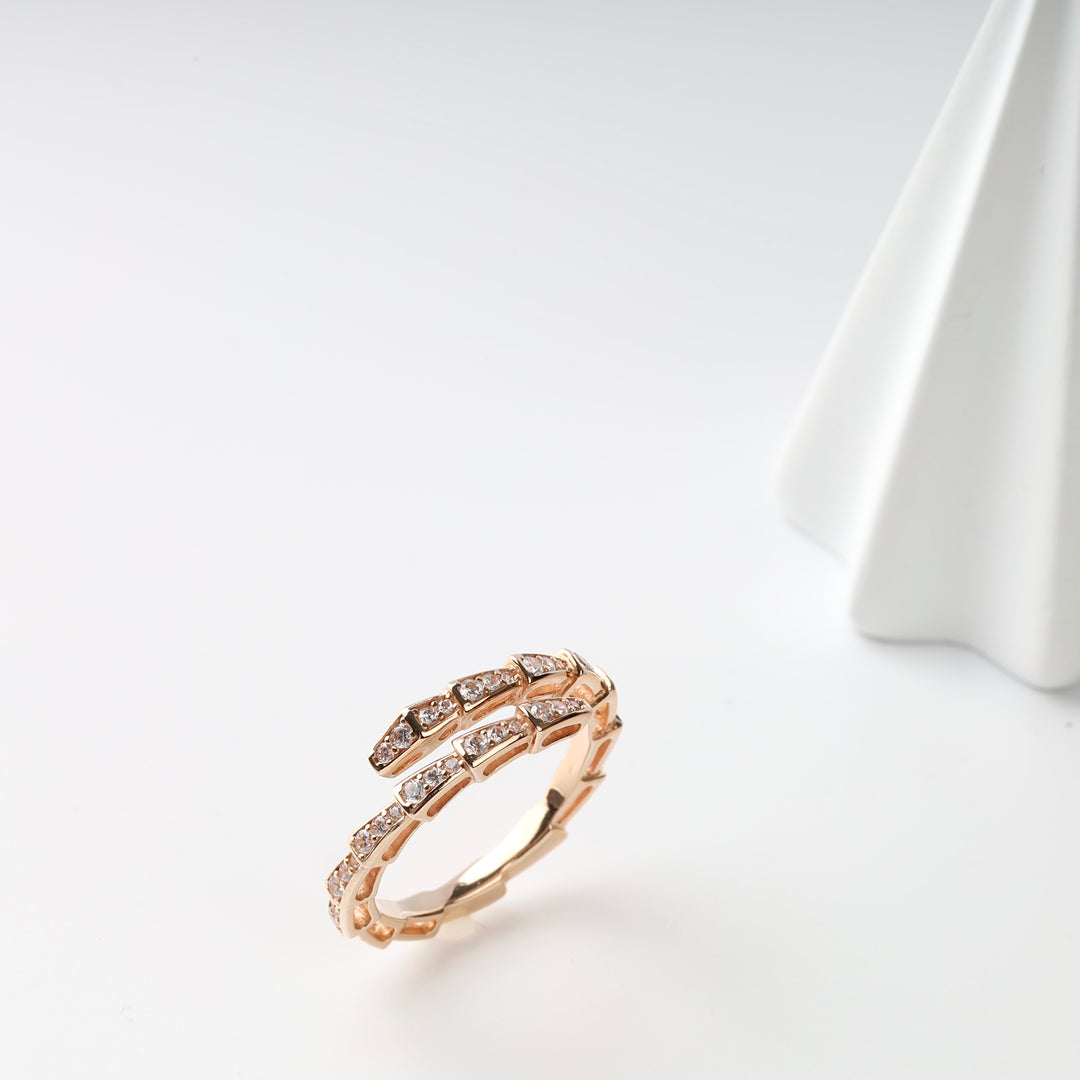 Serpenti Wrap Ring in 14K Rose Gold — front view showing full spiral