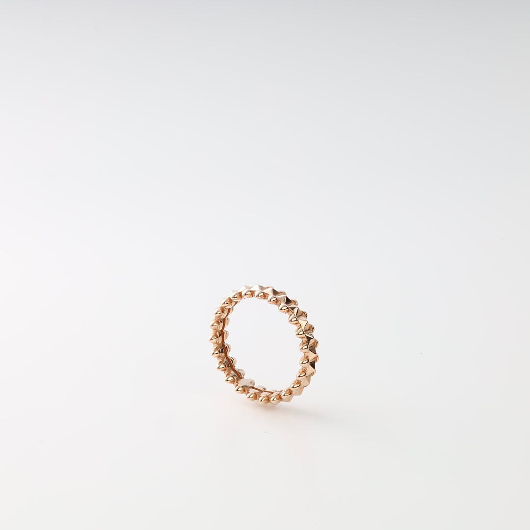 Double Band Pyramid Ring in 14K Rose Gold — Ukrainian Jewelry