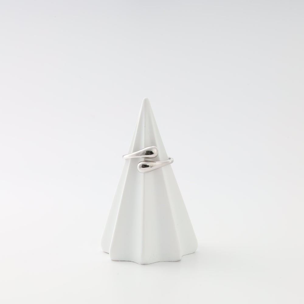 Droplet bypass ring silver 925 on cone display Ukrainian Jewelry