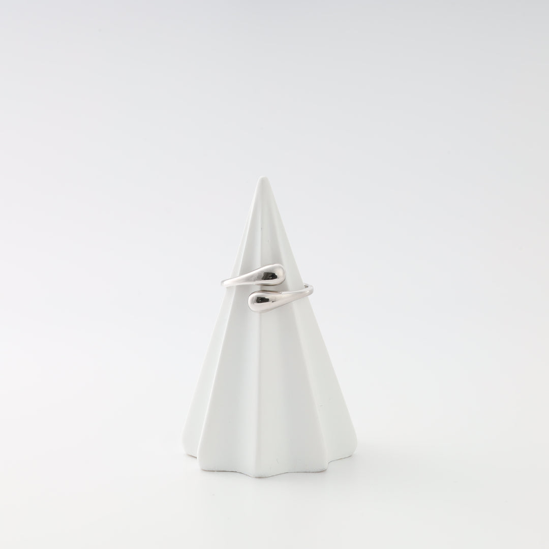 Droplet bypass ring silver 925 on cone display Ukrainian Jewelry