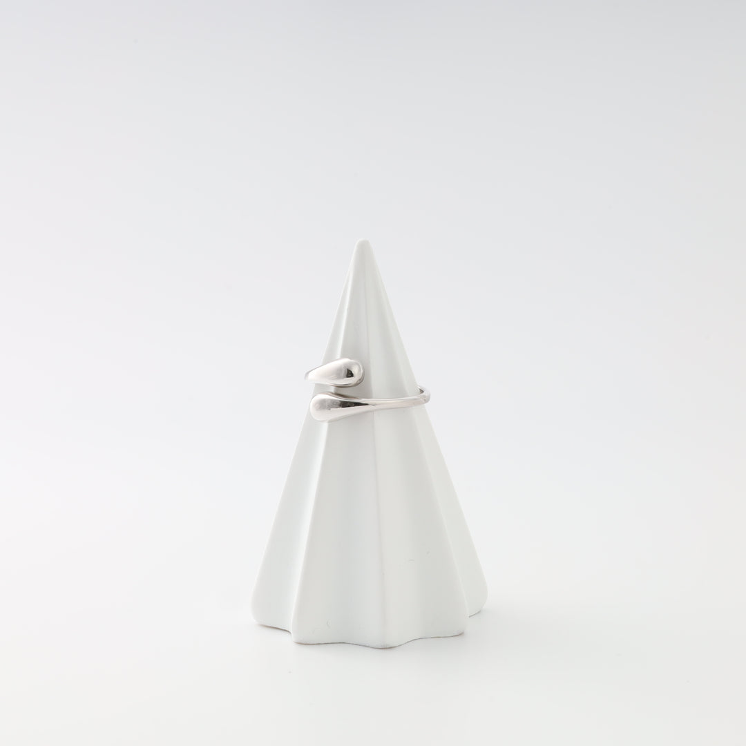 Droplet bypass ring silver two teardrop ends Ukrainian Jewelry
