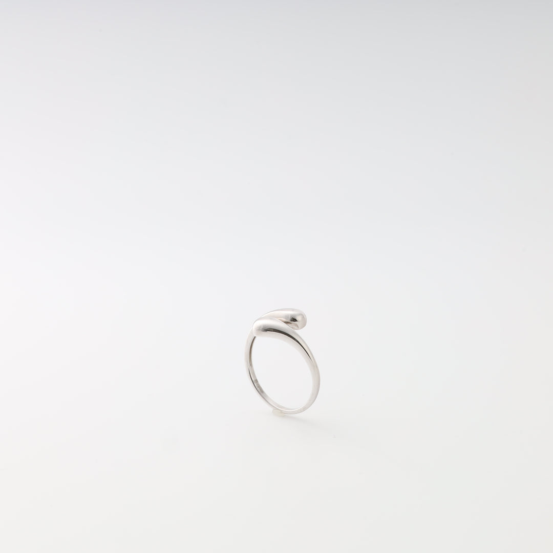 Droplet bypass ring sterling silver close up Ukrainian Jewelry