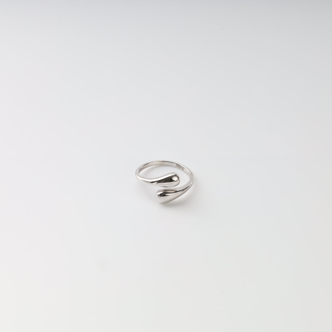 Droplet bypass ring sterling silver on hand Ukrainian Jewelry