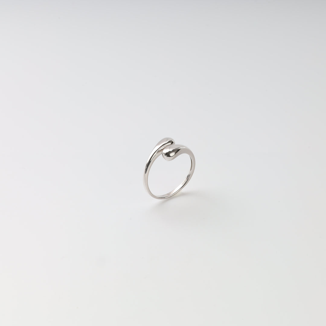 Droplet bypass ring sterling silver 925 rhodium plated Ukrainian Jewelry