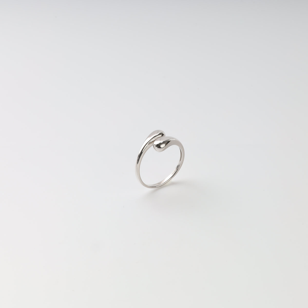 Droplet bypass ring sterling silver 925 rhodium plated Ukrainian Jewelry