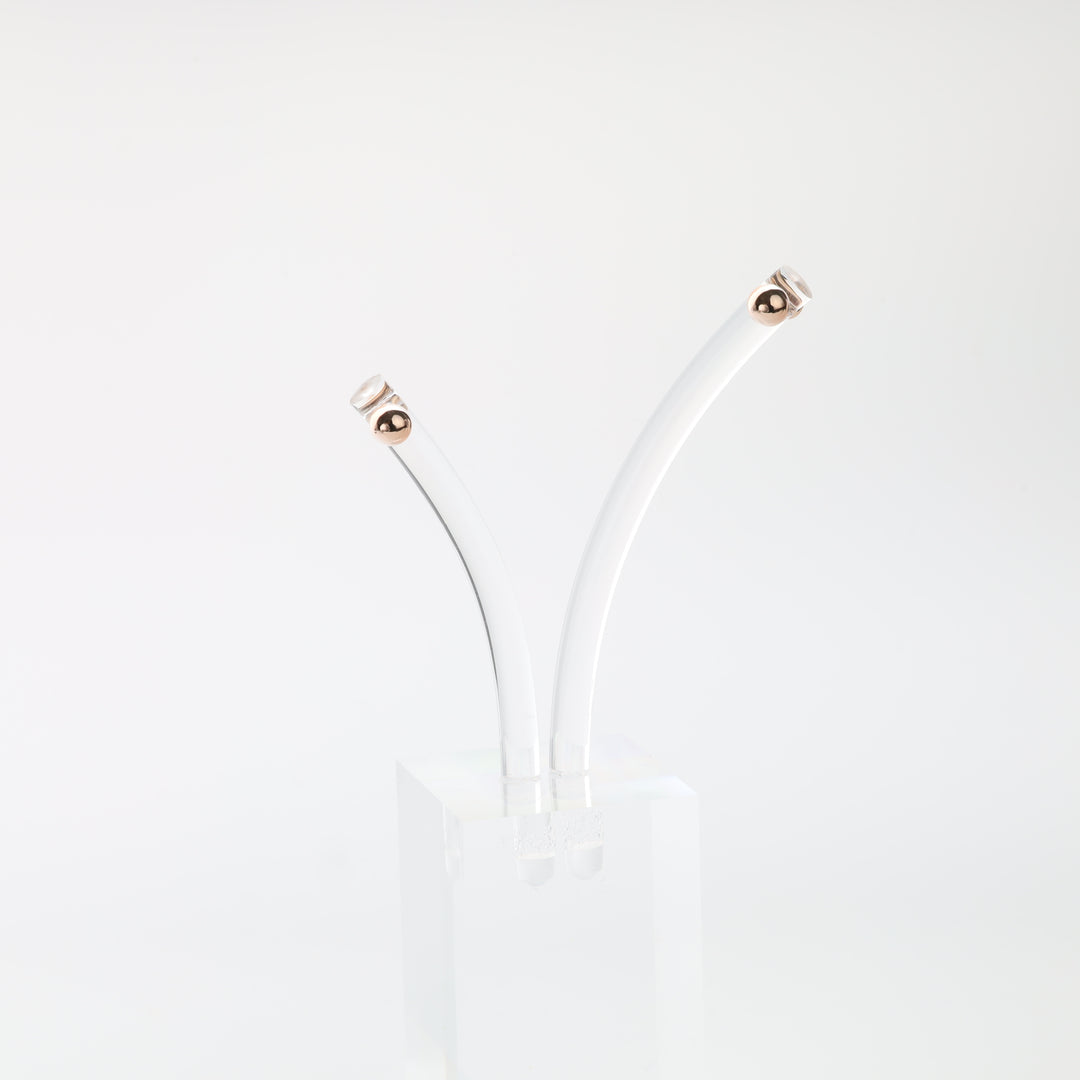 Rose gold ball screw-back earrings side view Ukrainian Jewelry