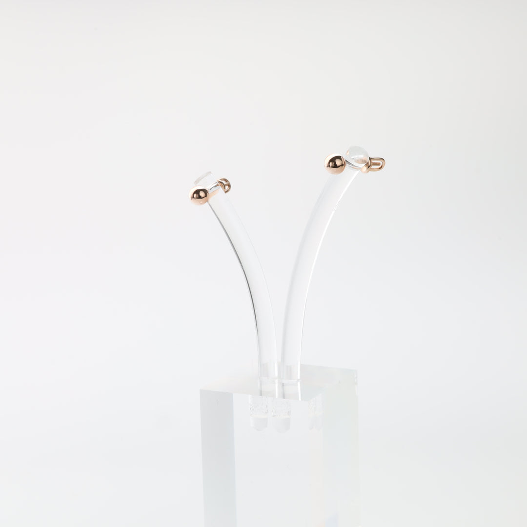 Ball stud earrings rose gold close up 5.2mm Ukrainian Jewelry