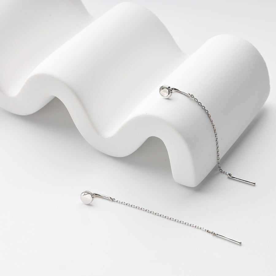 Ball threader drop earrings 14K white gold 585 Ukrainian Jewelry