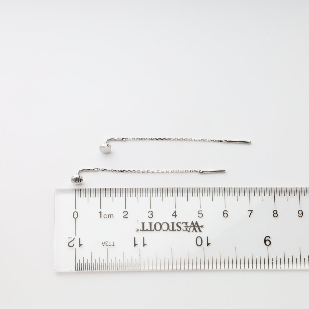 Ball threader earrings white gold 585 with ruler Ukrainian Jewelry