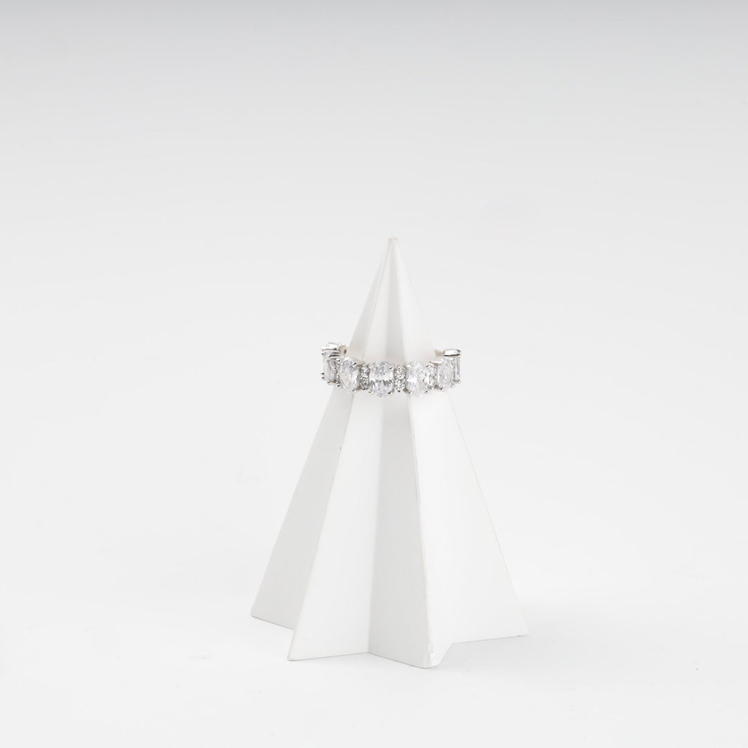 Rhodium-Plated Silver 925 Oval Cubic Zirconia Ring | Ukrainian Jewelry