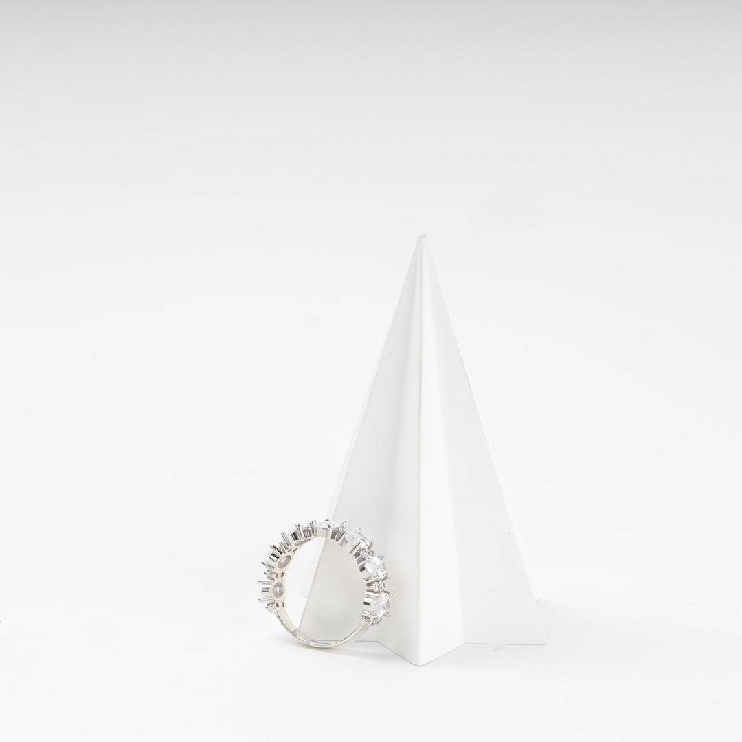Rhodium-Plated Silver 925 Oval Cubic Zirconia Ring | Ukrainian Jewelry