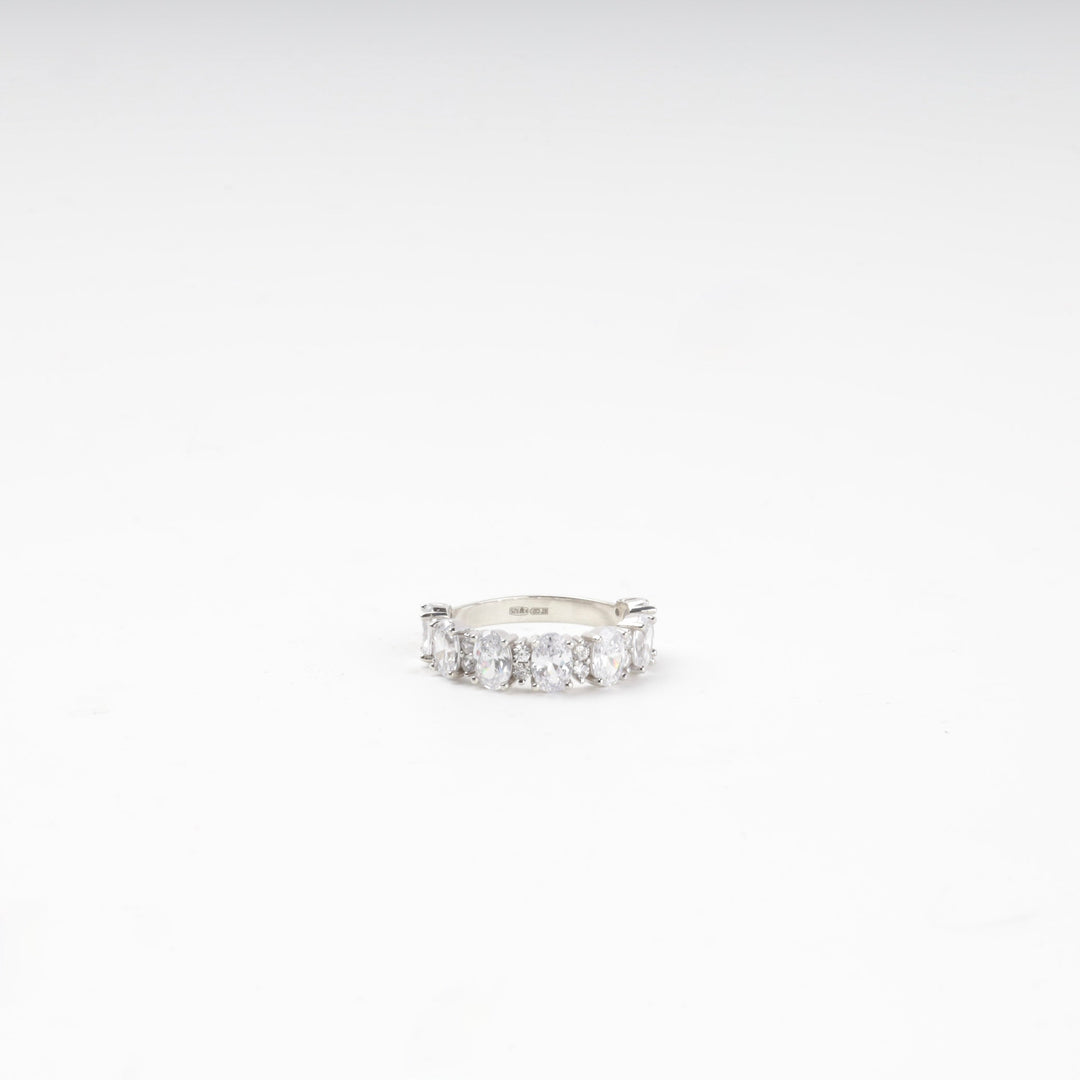 Rhodium-Plated Silver 925 Oval Cubic Zirconia Ring | Ukrainian Jewelry