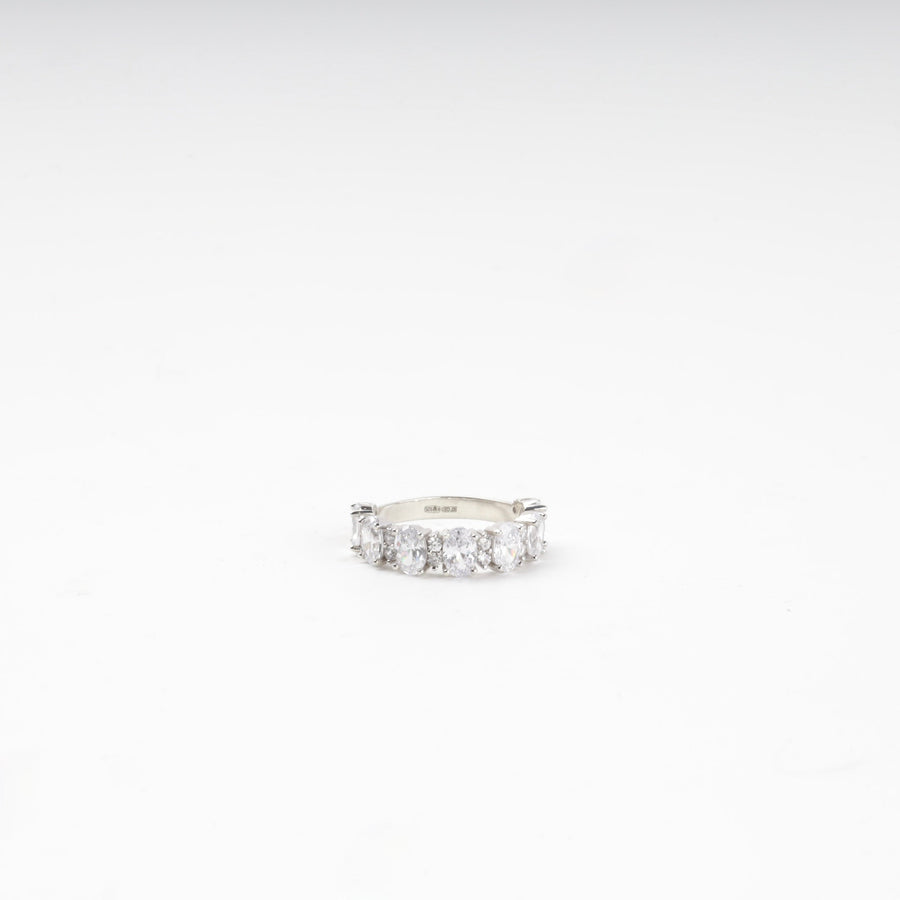 Rhodium-Plated Silver 925 Oval Cubic Zirconia Ring | Ukrainian Jewelry
