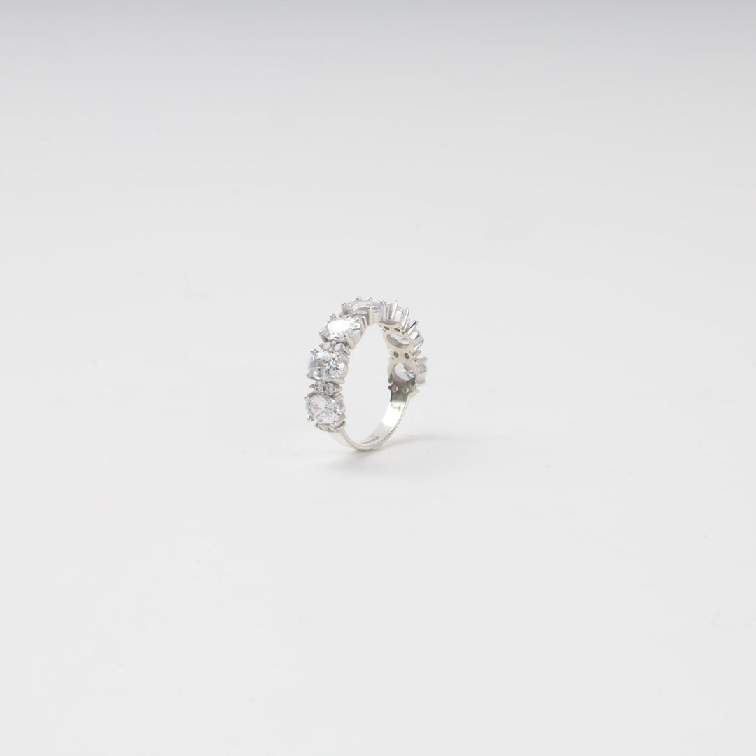 Rhodium-Plated Silver 925 Oval Cubic Zirconia Ring | Ukrainian Jewelry