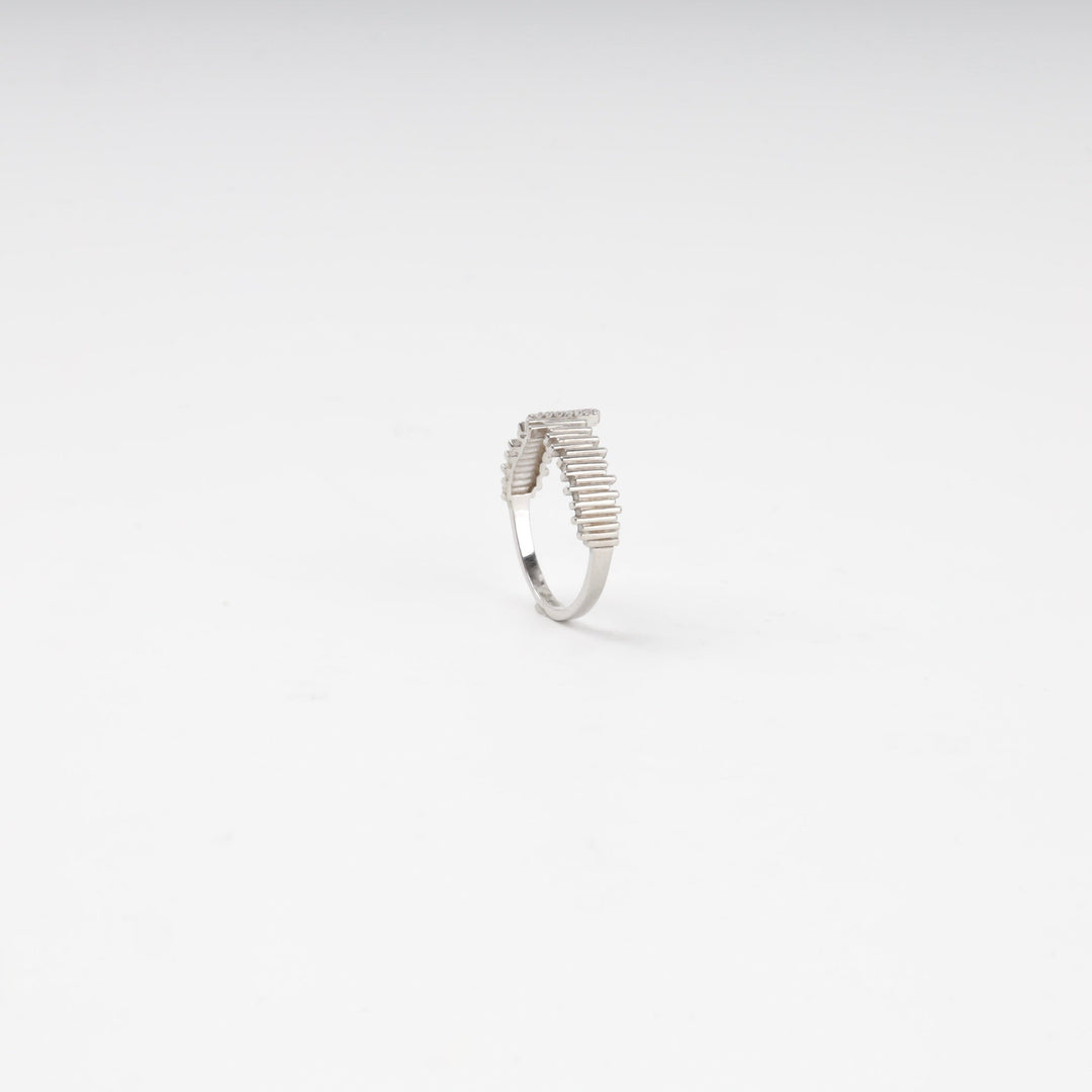 Silver 925 Soundwave Bar Ring with Cubic Zirconia | Ukrainian Jewelry
