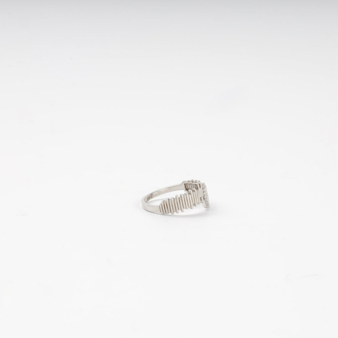 Silver 925 Soundwave Bar Ring with Cubic Zirconia | Ukrainian Jewelry