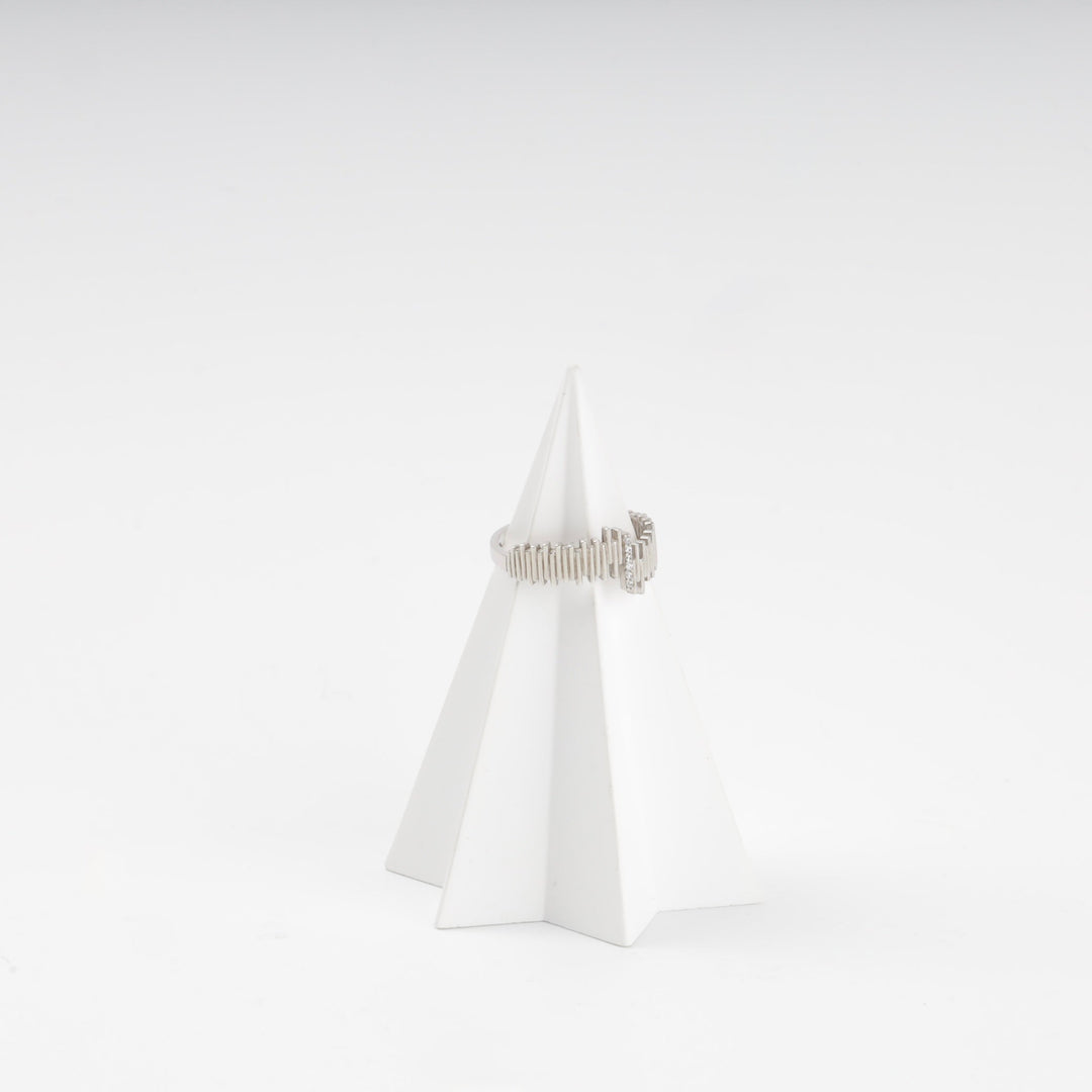 Silver 925 Soundwave Bar Ring with Cubic Zirconia | Ukrainian Jewelry