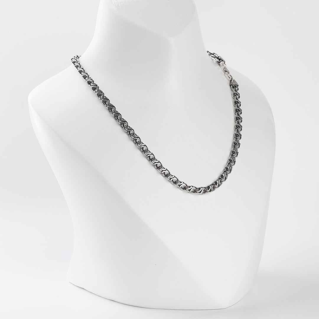 Sterling silver 925 mens chain with double streamlet weave