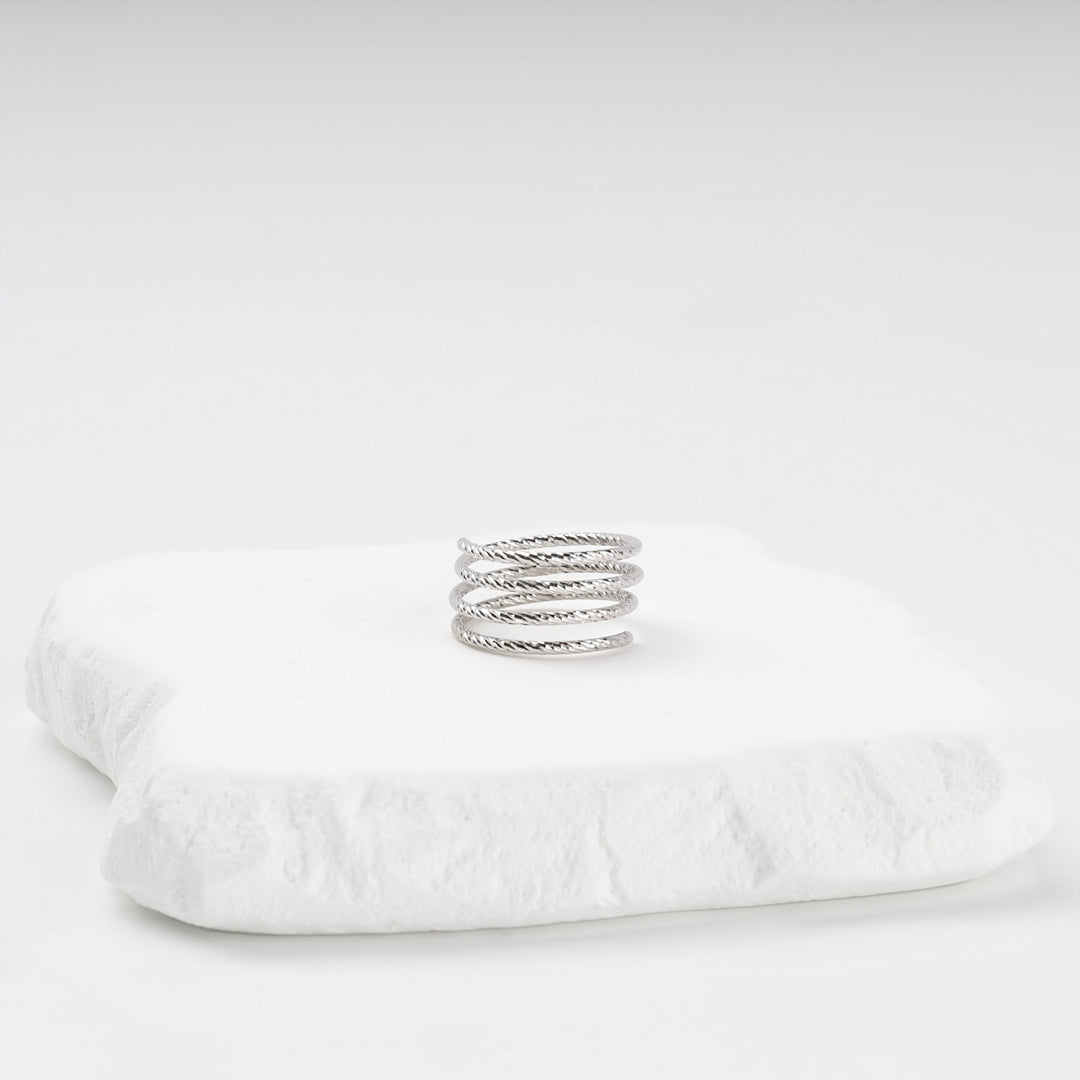 Silver 925 Diamond-Cut Multi-Wrap Open Ring | Ukrainian Jewelry