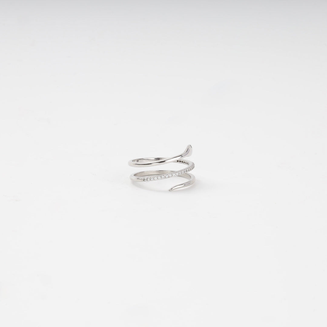 Silver 925 Snake Wrap Ring with Cubic Zirconia | Ukrainian Jewelry
